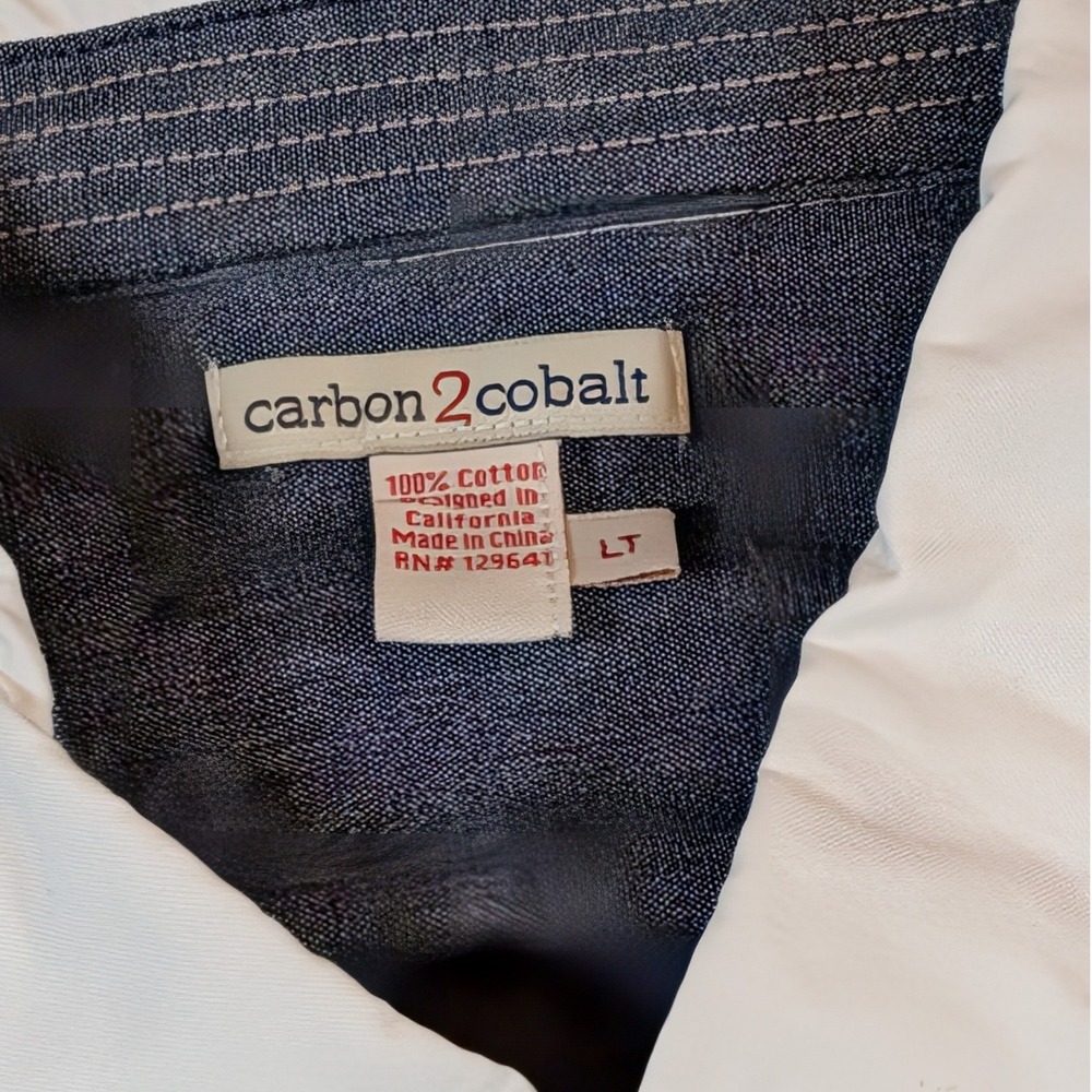 Carbon 2 Cobalt Button Up Shirt Mens LT White Long Sleeve Cotton Casual - Picture 6 of 7